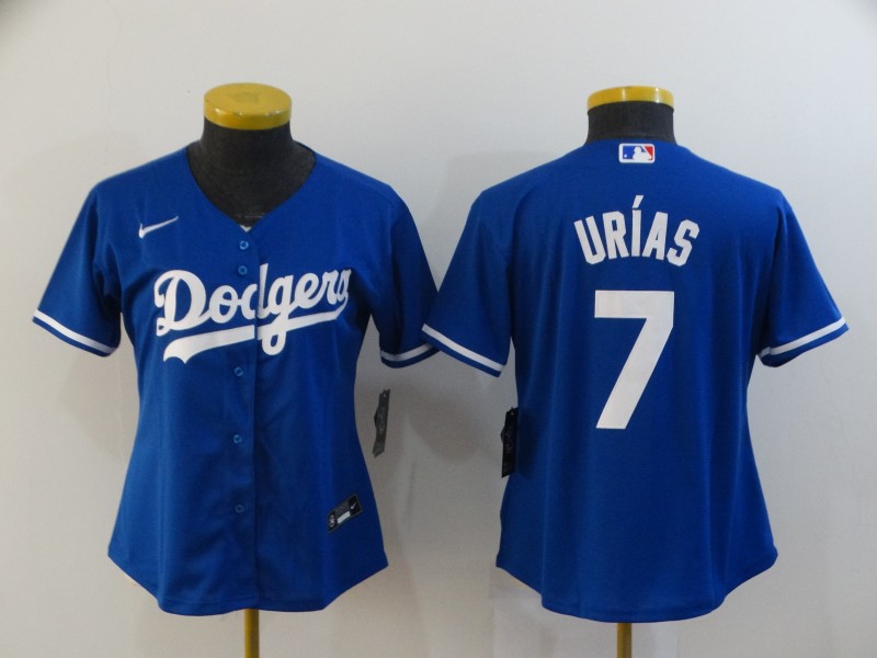 Women Los Angeles Dodgers #7 Julio Urias Men Nike White Road Team MLB Jersey->mlb patch->Sports Accessory